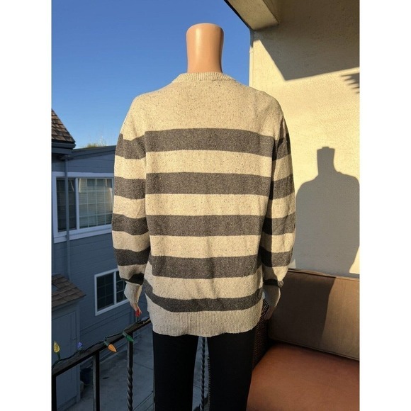 Gap Women’s Knit Sweater Lambswool Nylon Gray Stripes Size S - Picture 3 of 6